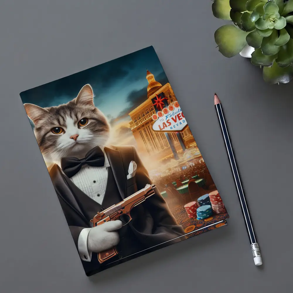 Tuxedo Cat Secret Agent Las Vegas Casino – Notebooks