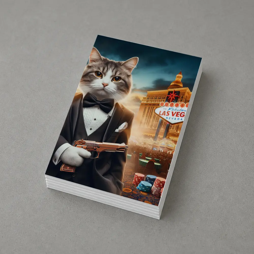Tuxedo Cat Secret Agent Las Vegas Casino – Postcards