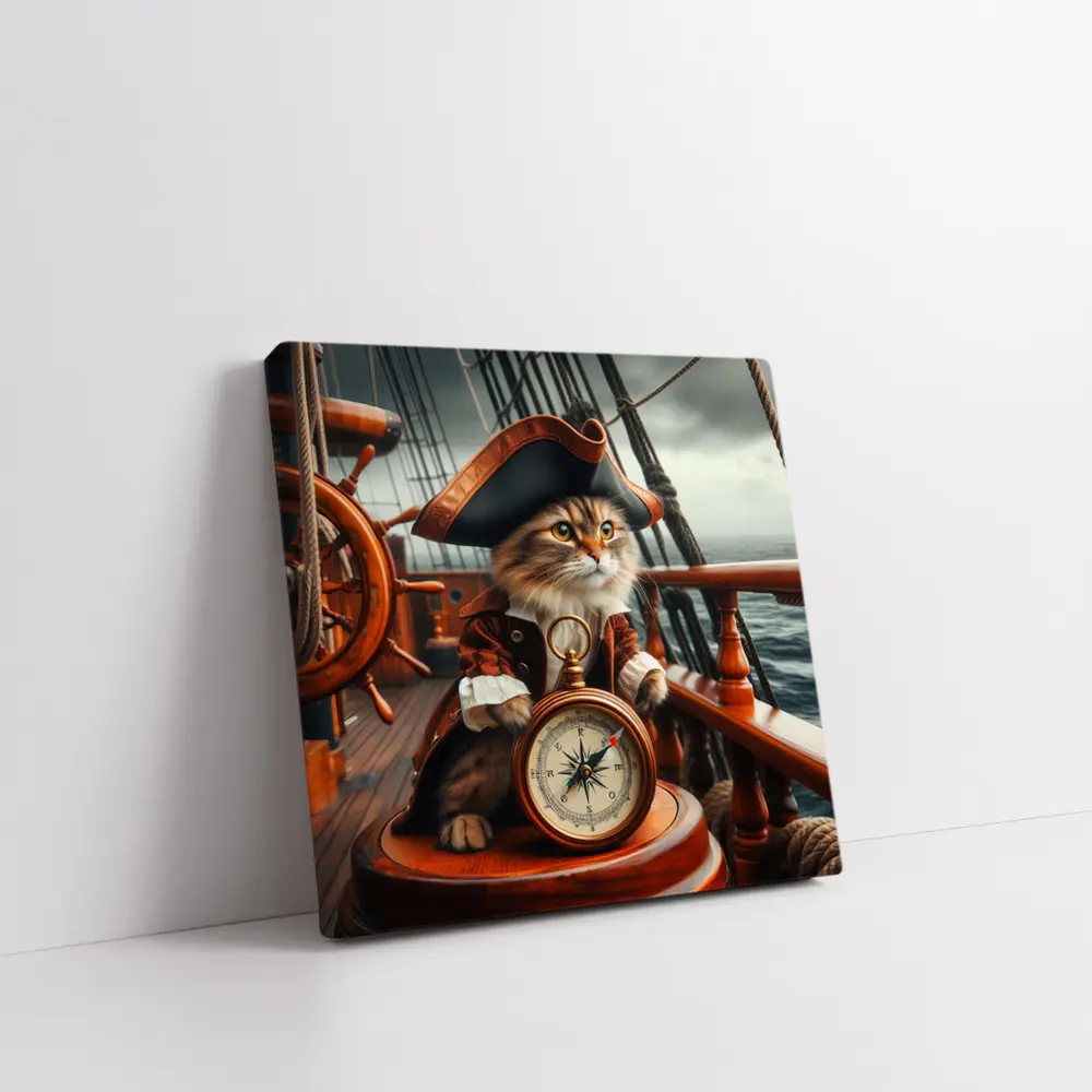Pirate Cat Captain On Sailing Ship – Wall Art
