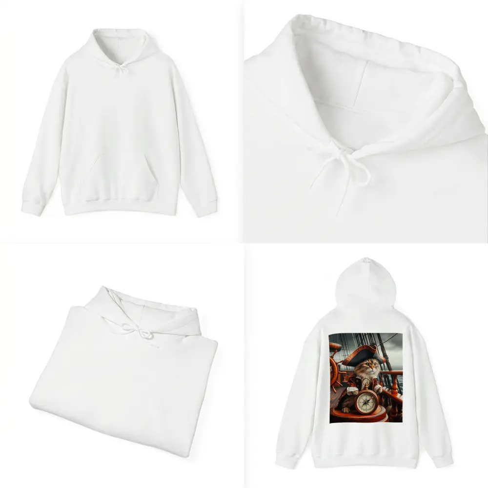 Pirate Cat Captain On Sailing Ship – Hoodies