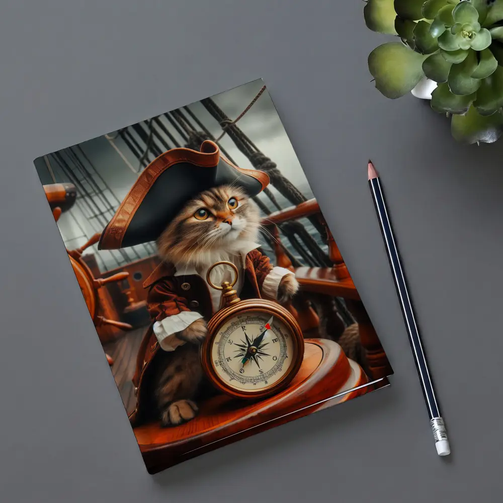 Pirate Cat Captain On Sailing Ship – Notebooks