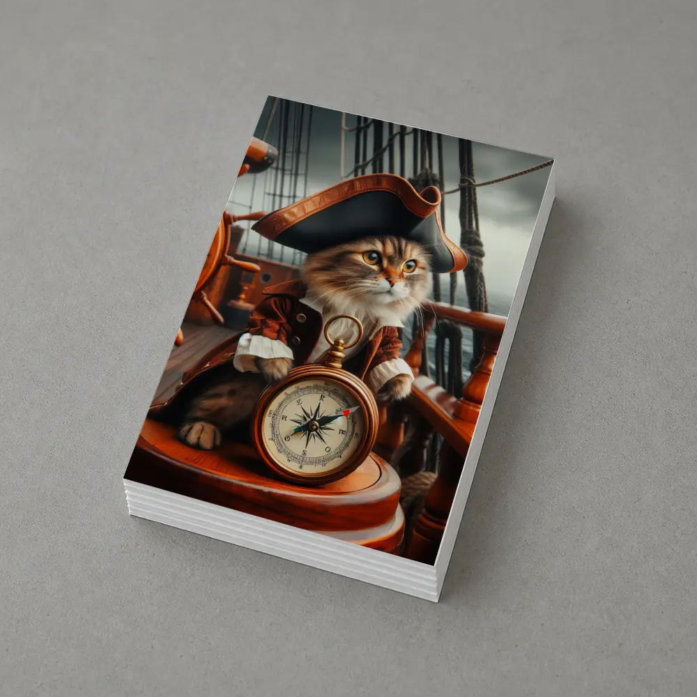 Pirate Cat Captain On Sailing Ship – Postcards