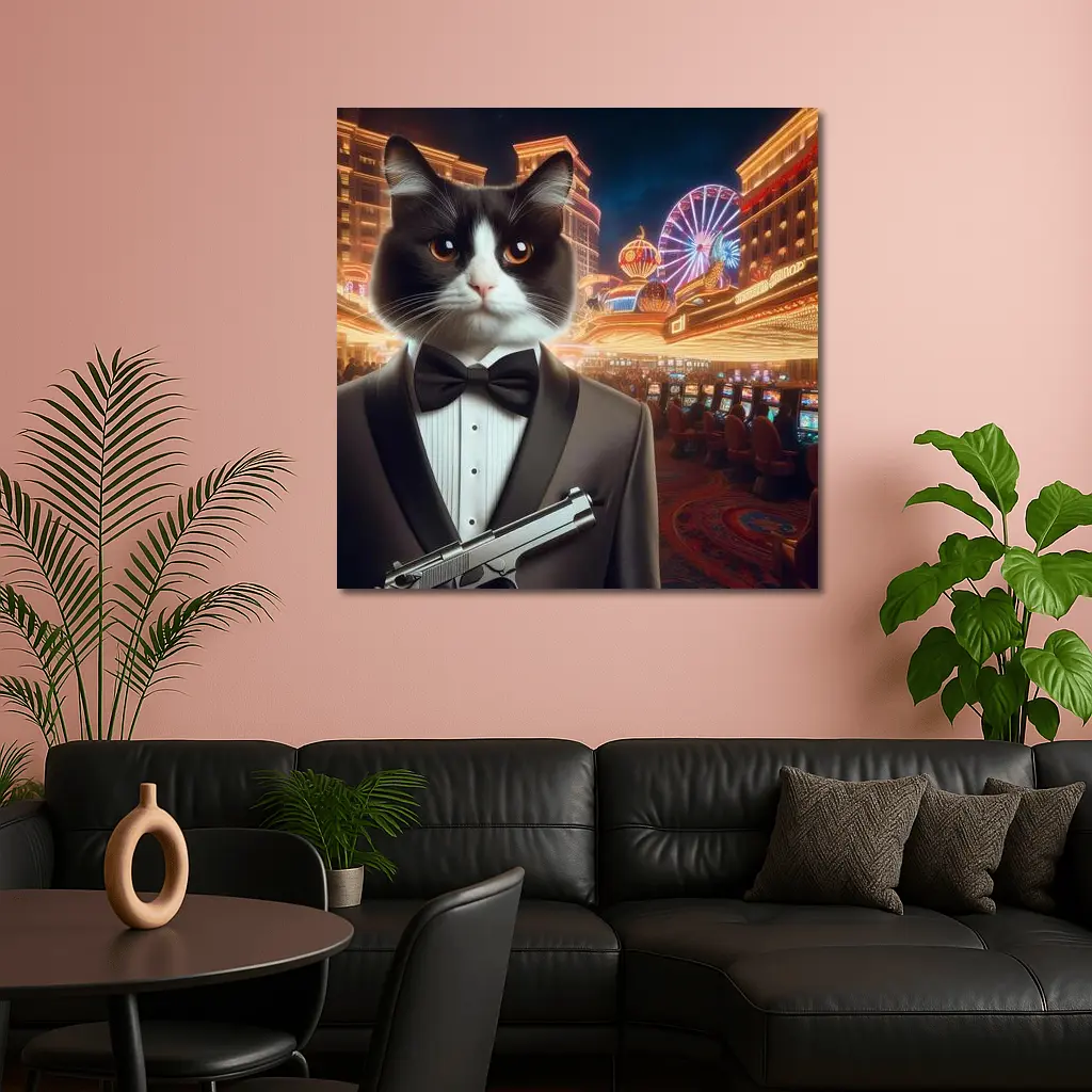 Tuxedo Cat Secret Agent Las Vegas Casino – Wall Art