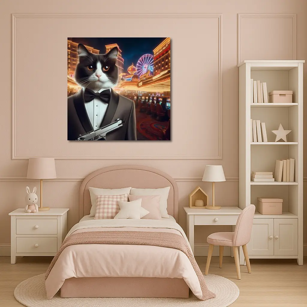 Tuxedo Cat Secret Agent Las Vegas Casino – Wall Art