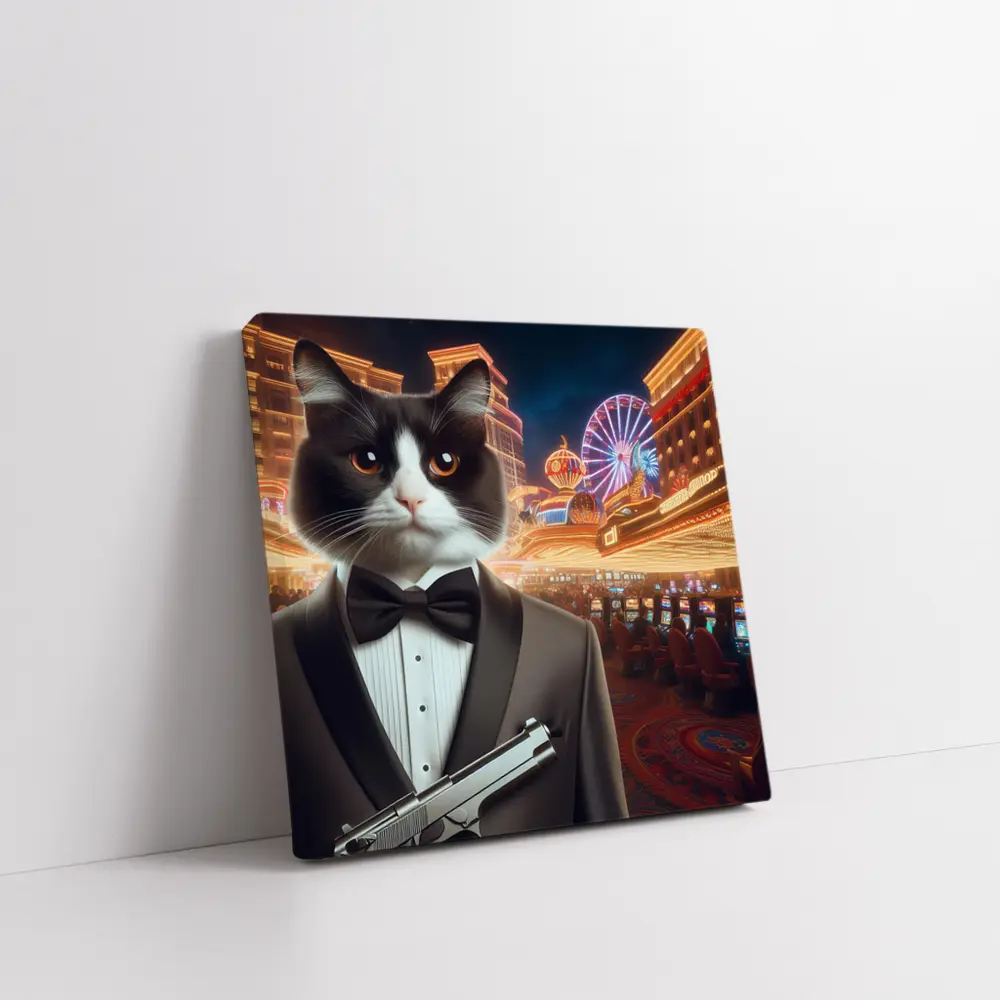 Tuxedo Cat Secret Agent Las Vegas Casino – Wall Art
