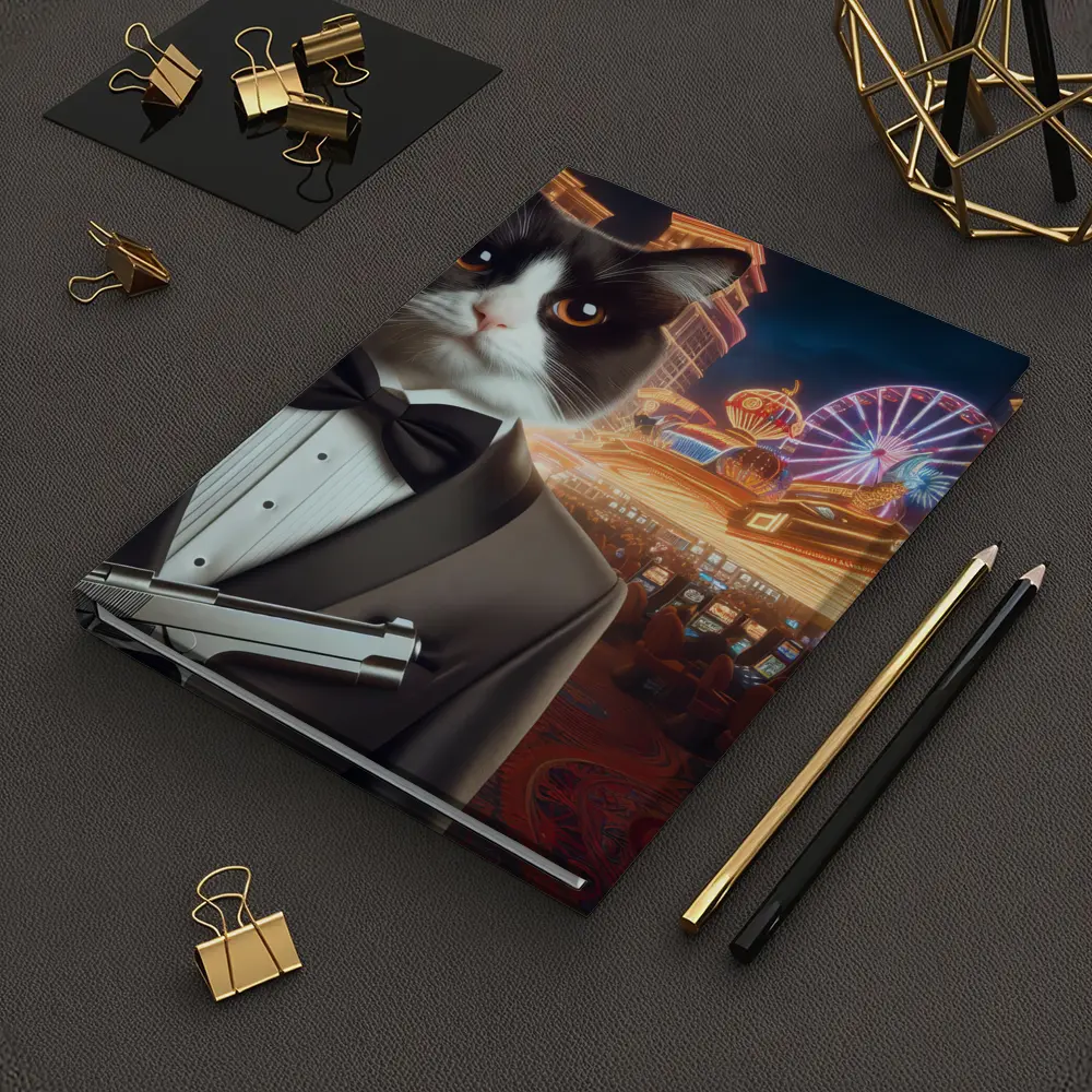 Tuxedo Cat Secret Agent Las Vegas Casino – Notebooks
