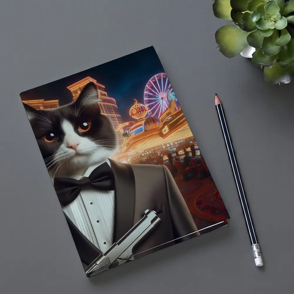 Tuxedo Cat Secret Agent Las Vegas Casino – Notebooks