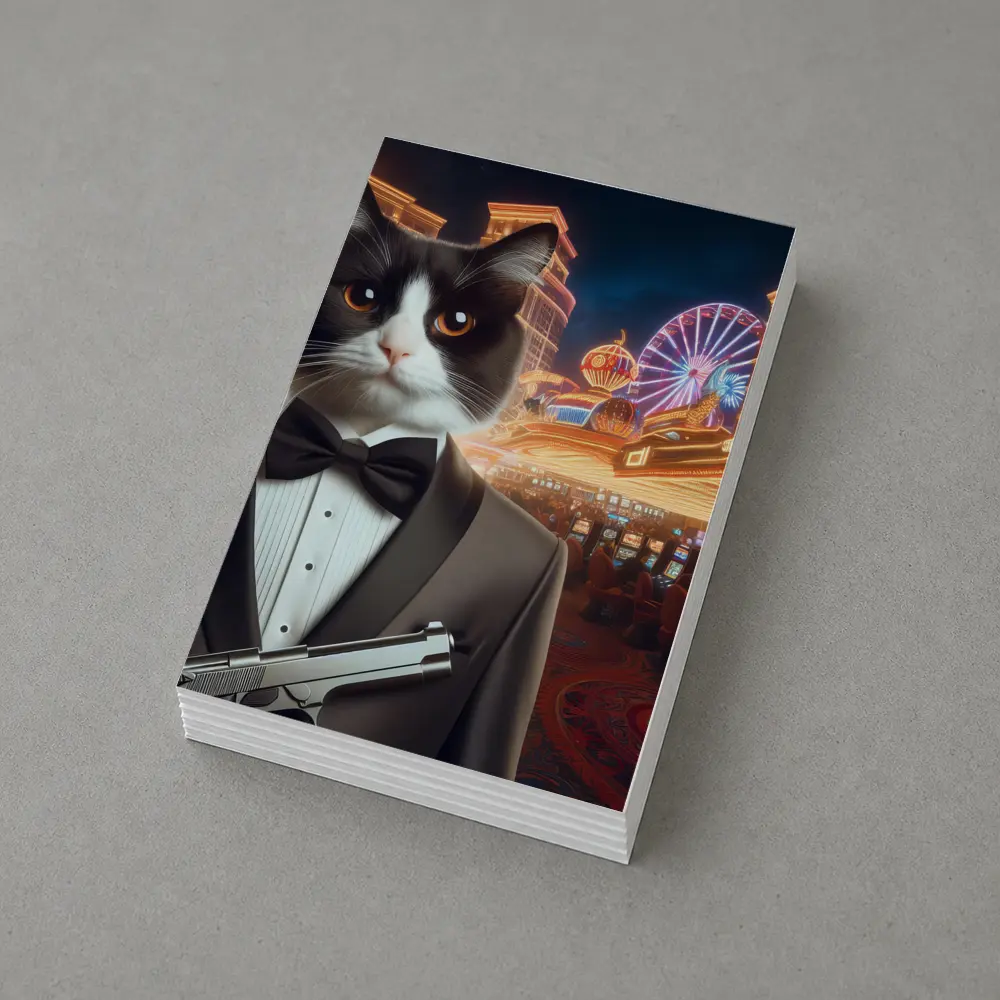 Tuxedo Cat Secret Agent Las Vegas Casino – Postcards