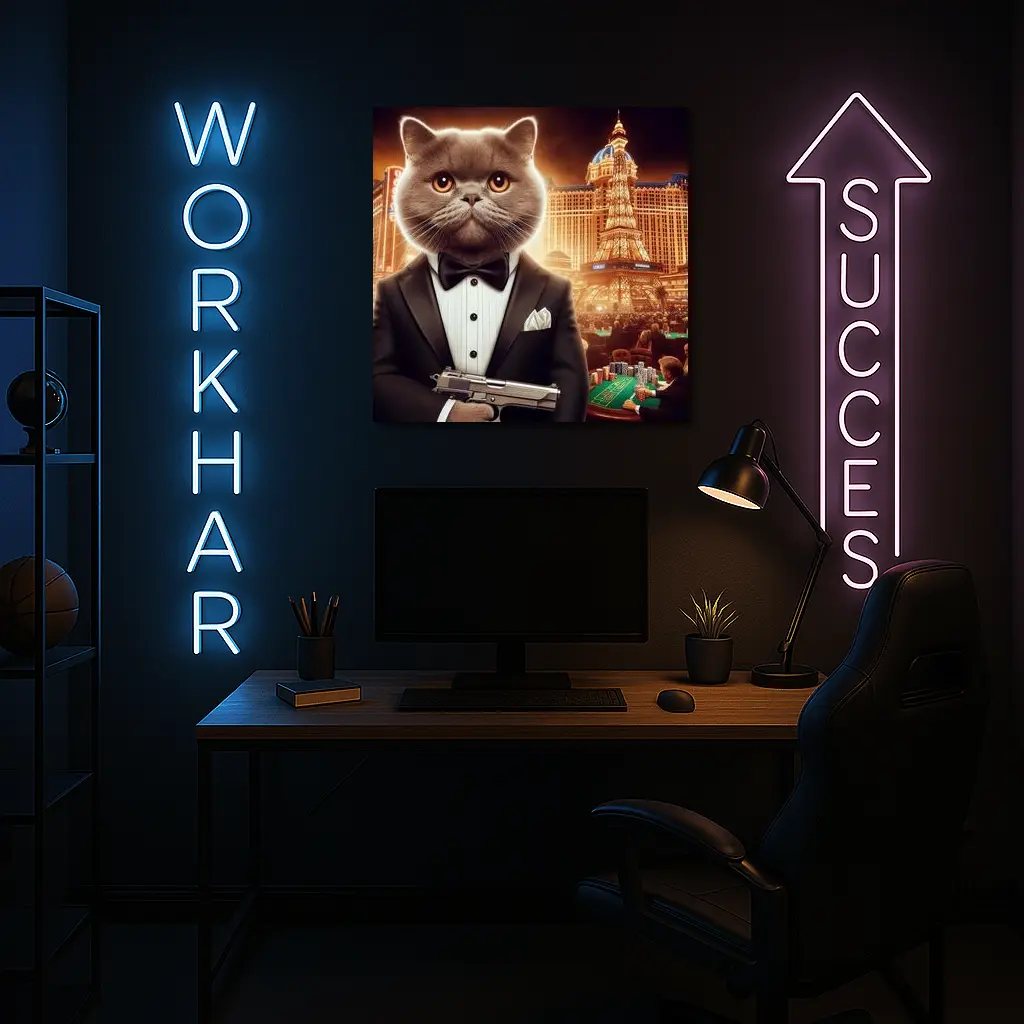 British Shorthair Cat Spy Las Vegas Casino – Wall Art