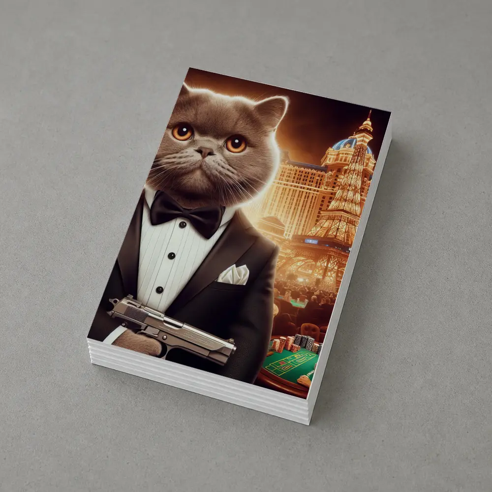 British Shorthair Cat Spy Las Vegas Casino – Postcards