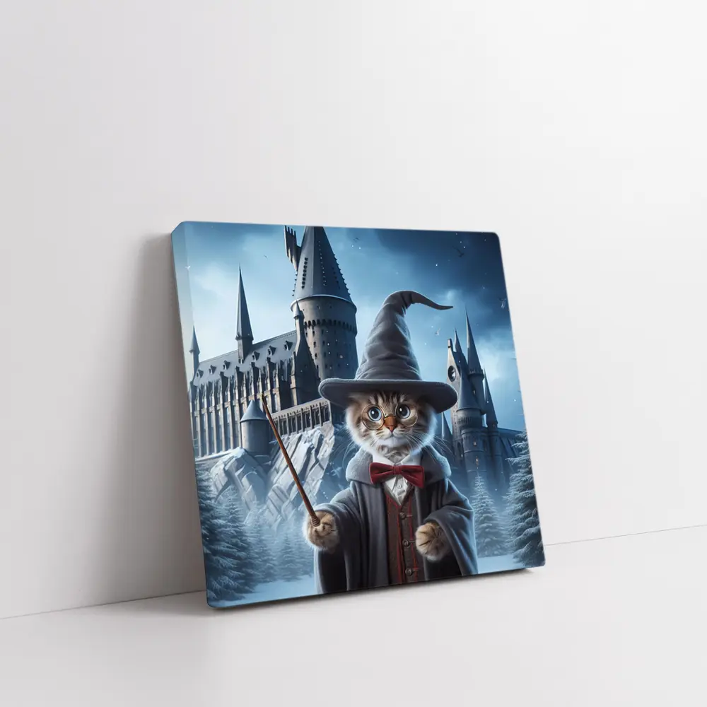 Wizard Cat Winter Castle Fantasy Art – Wall Art