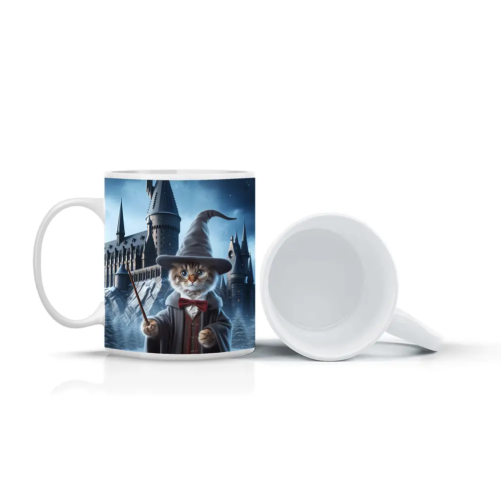 Wizard Cat Winter Castle Fantasy Art – Mugs