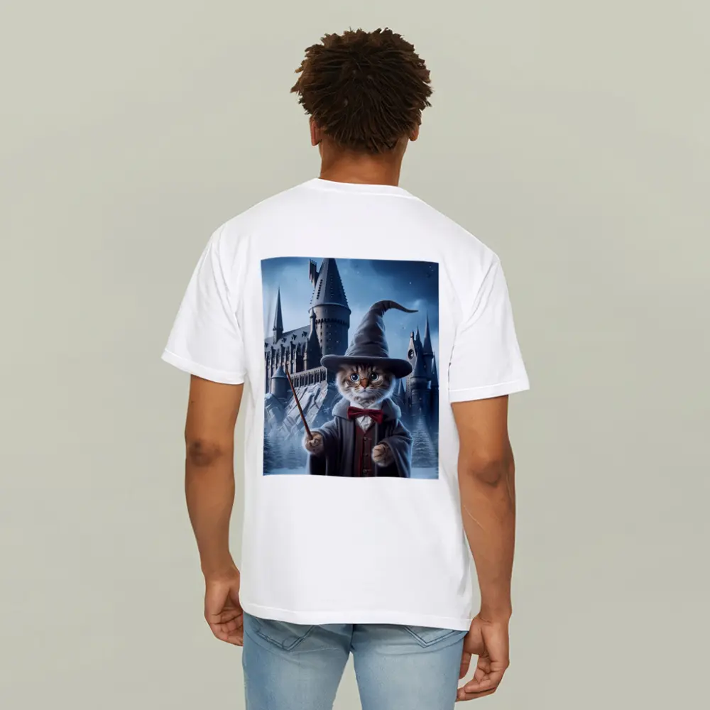 Wizard Cat Winter Castle Fantasy Art – T-Shirts