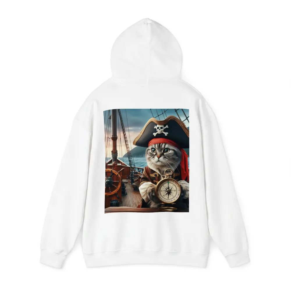 Pirate Cat With Compass On Ship – Hoodies