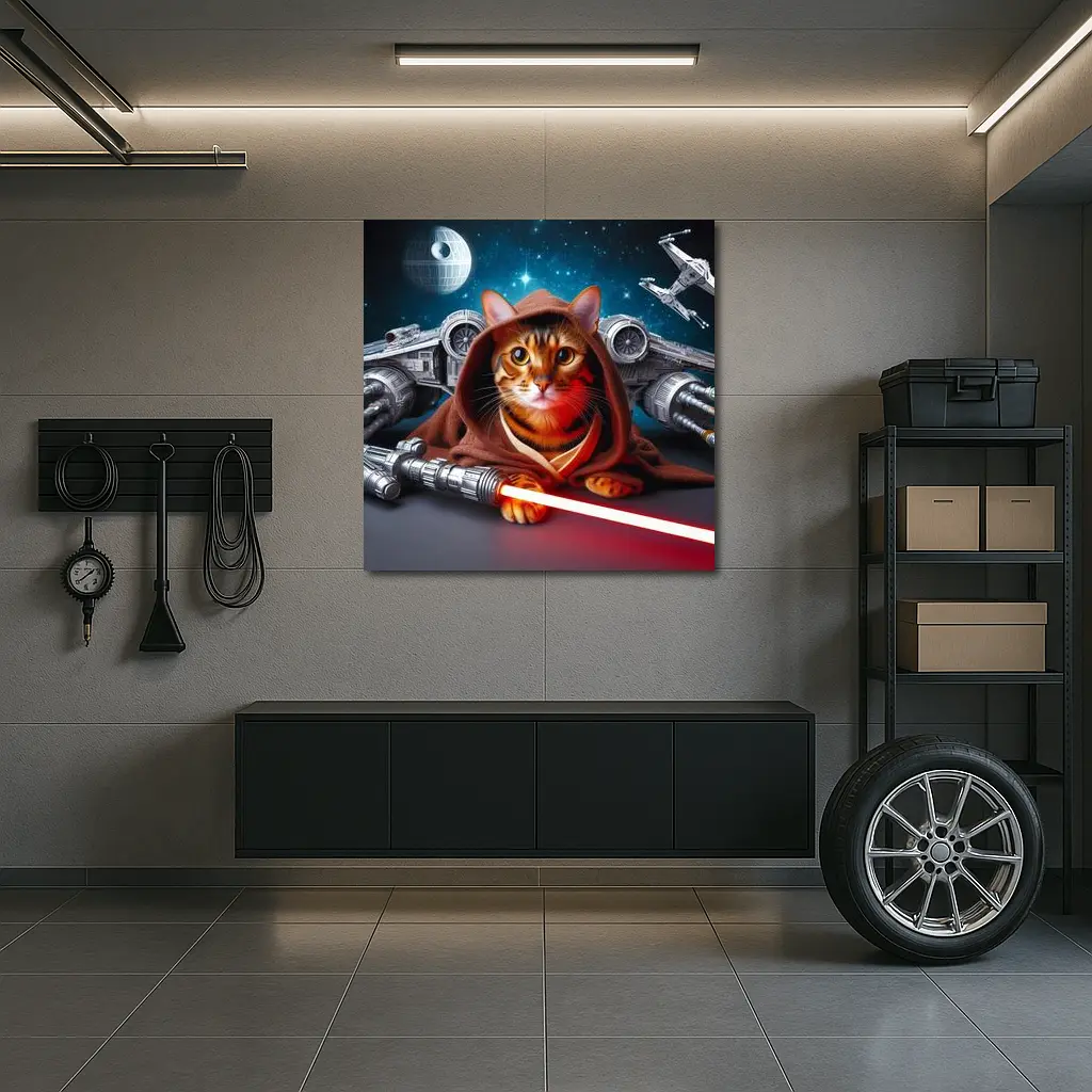 Bengal Cat Jedi Robe Space Battle – Wall Art