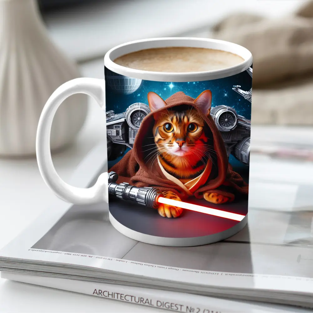 Bengal Cat Jedi Robe Space Battle – Mugs
