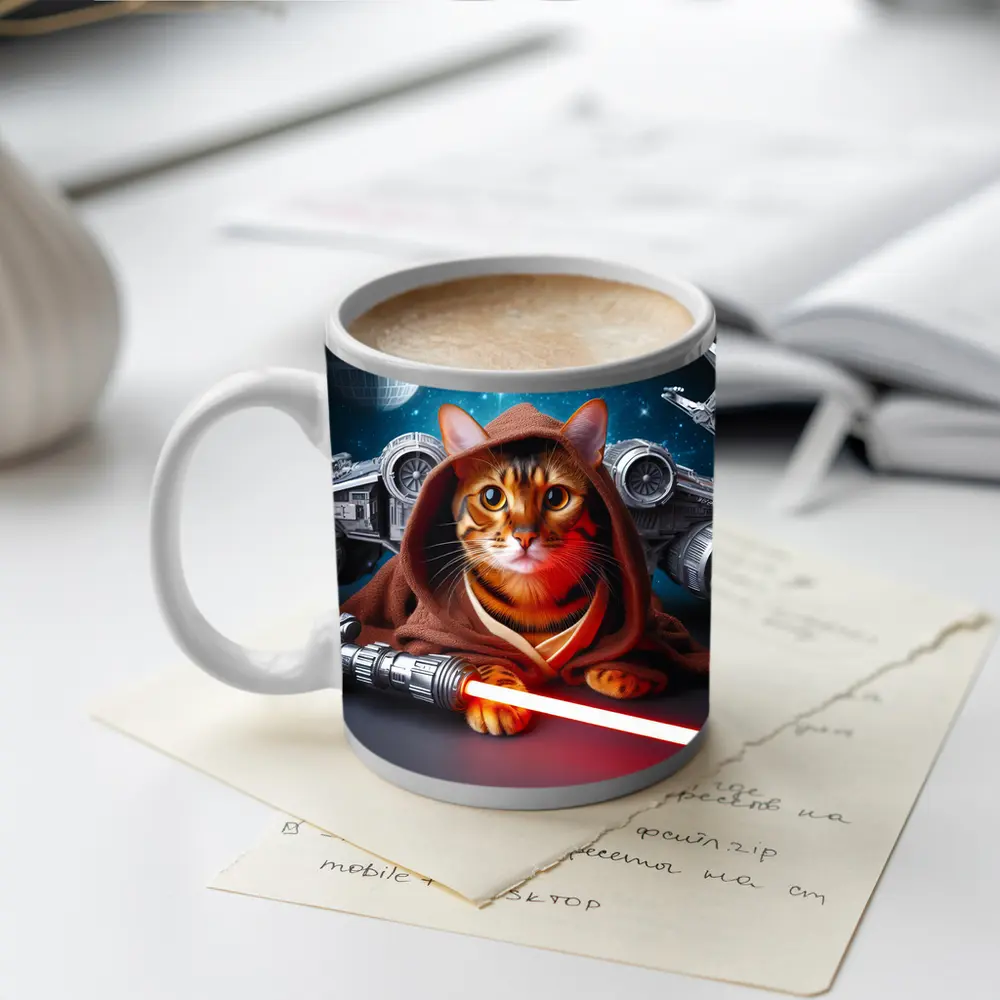 Bengal Cat Jedi Robe Space Battle – Mugs