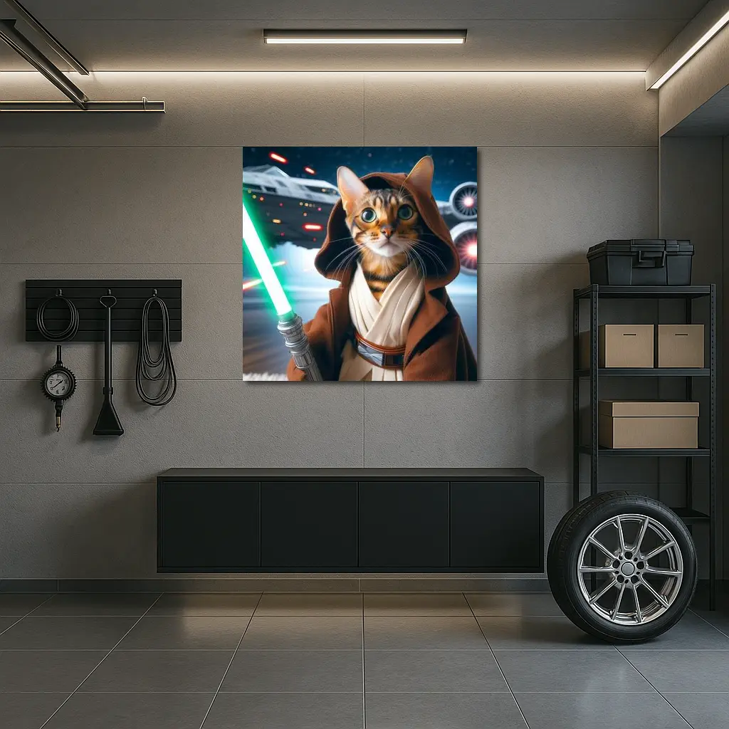 Bengal Cat Jedi Knight Space Battle – Wall Art