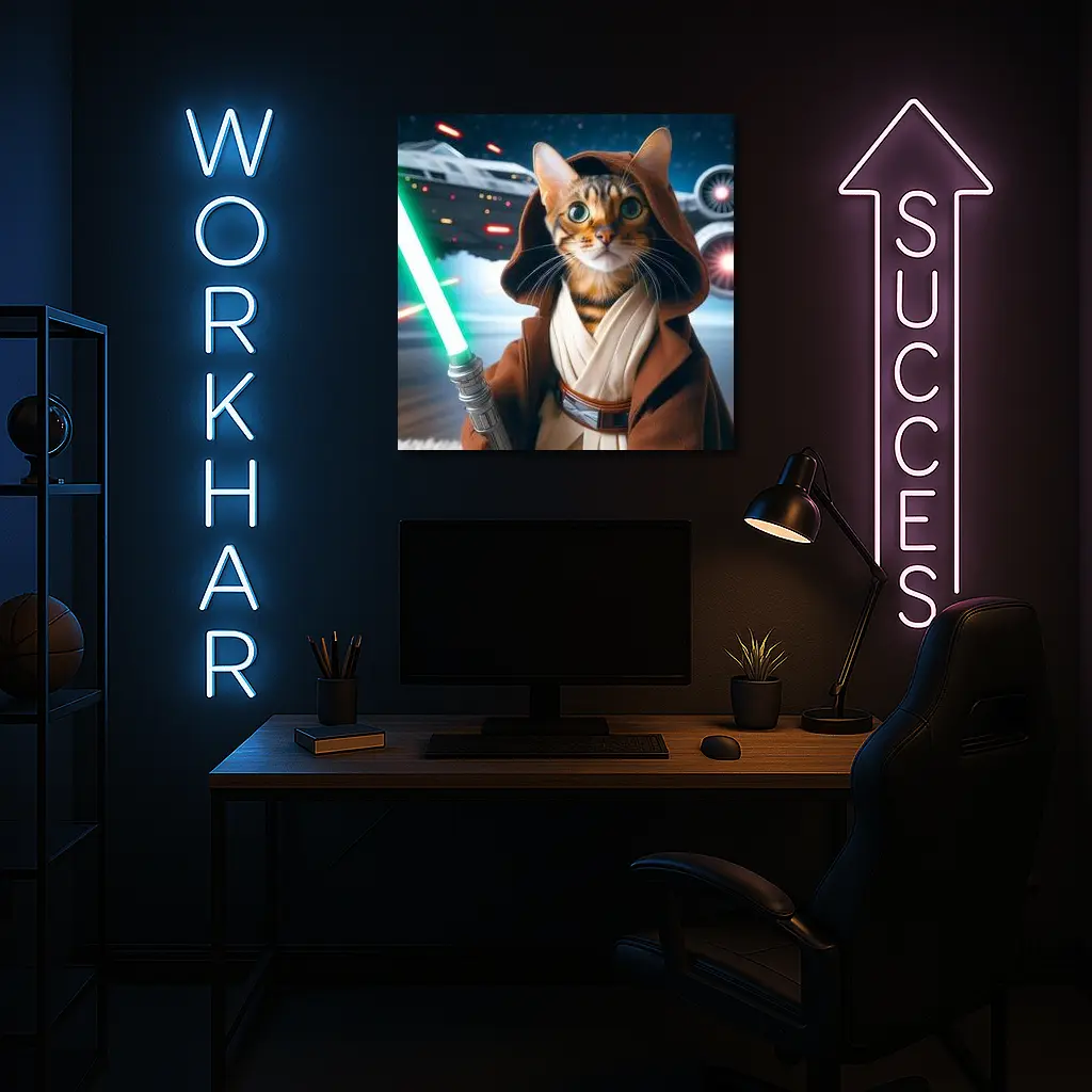 Bengal Cat Jedi Knight Space Battle – Wall Art
