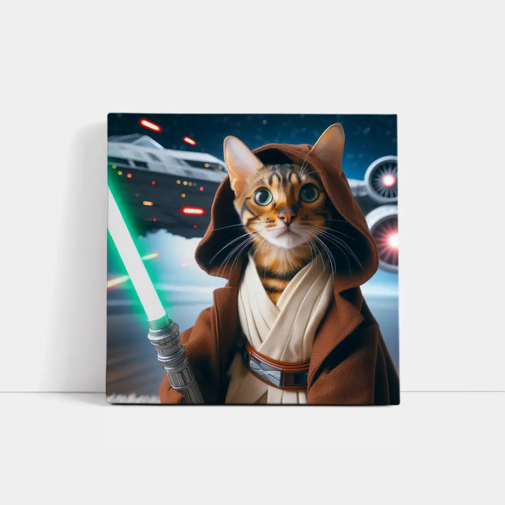 Bengal Cat Jedi Knight Space Battle – Wall Art