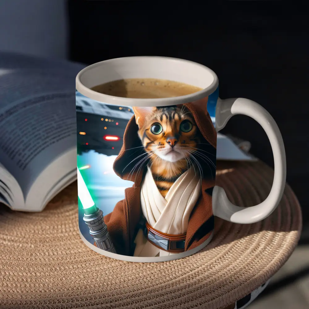 Bengal Cat Jedi Knight Space Battle – Mugs