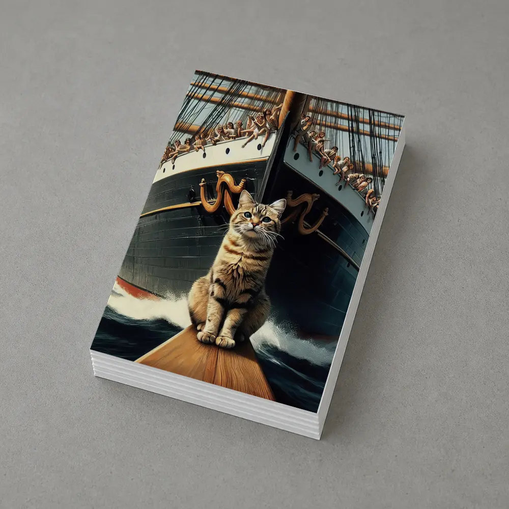 Cat Sitting On Ship Bow Ocean Waves – Postcards