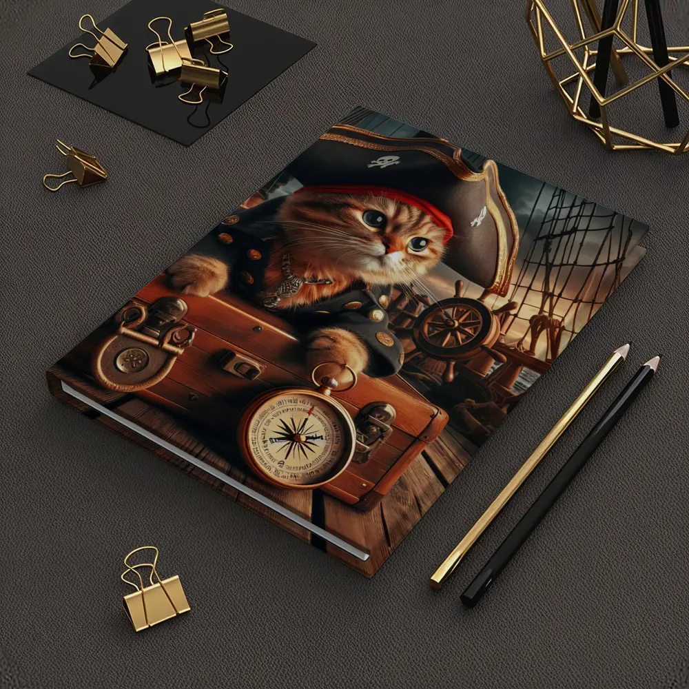 Pirate Cat on Ship Deck Treasure Chest – Notebooks