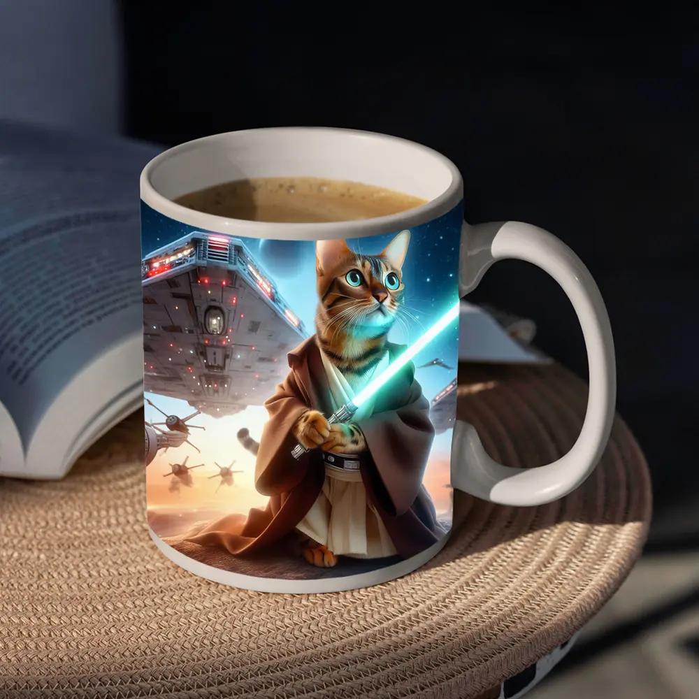 Jedi Cat Lightsaber Space Battle Scene – Mugs