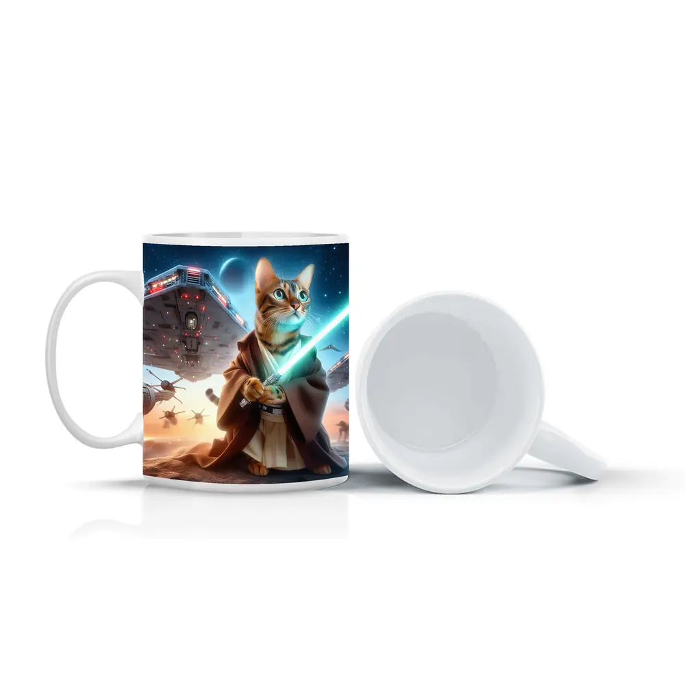 Jedi Cat Lightsaber Space Battle Scene – Mugs