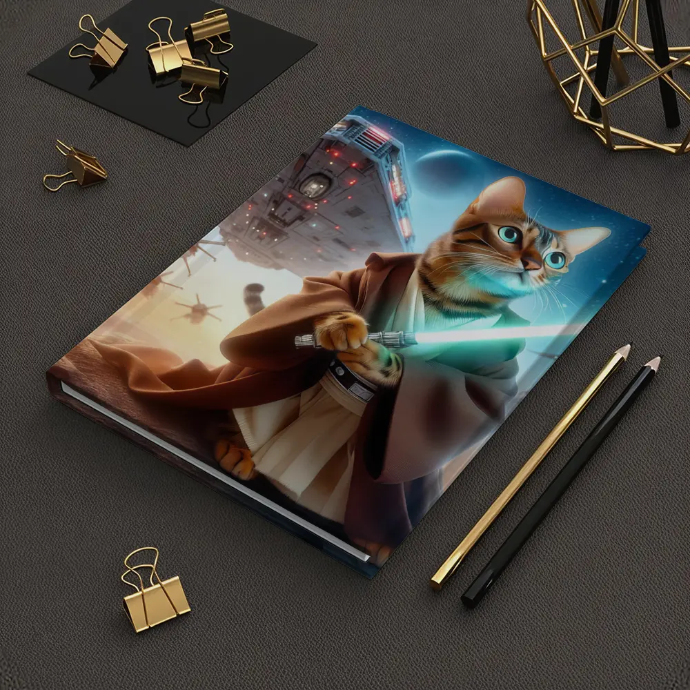 Jedi Cat Lightsaber Space Battle Scene – Notebooks
