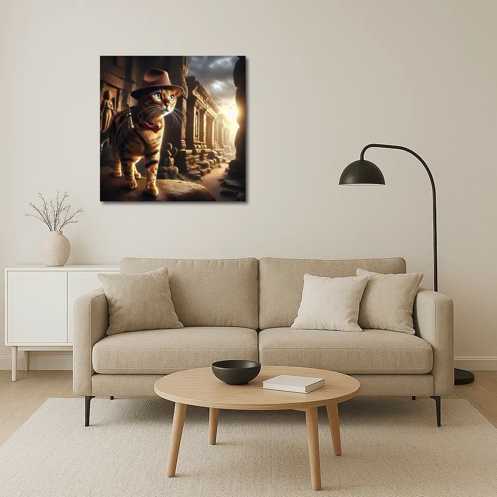 Adventure Cat Explorer Ancient Temple Ruins – Wall Art