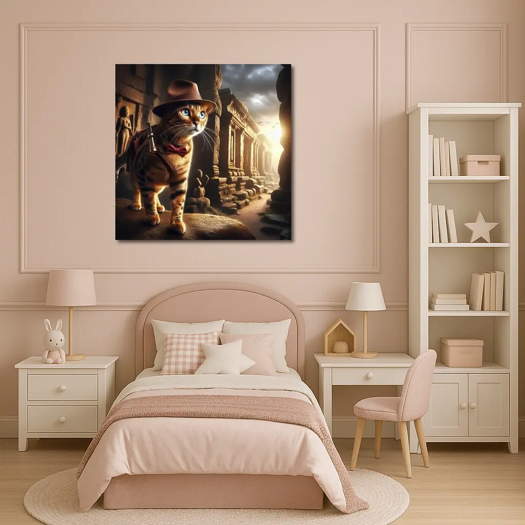 Adventure Cat Explorer Ancient Temple Ruins – Wall Art