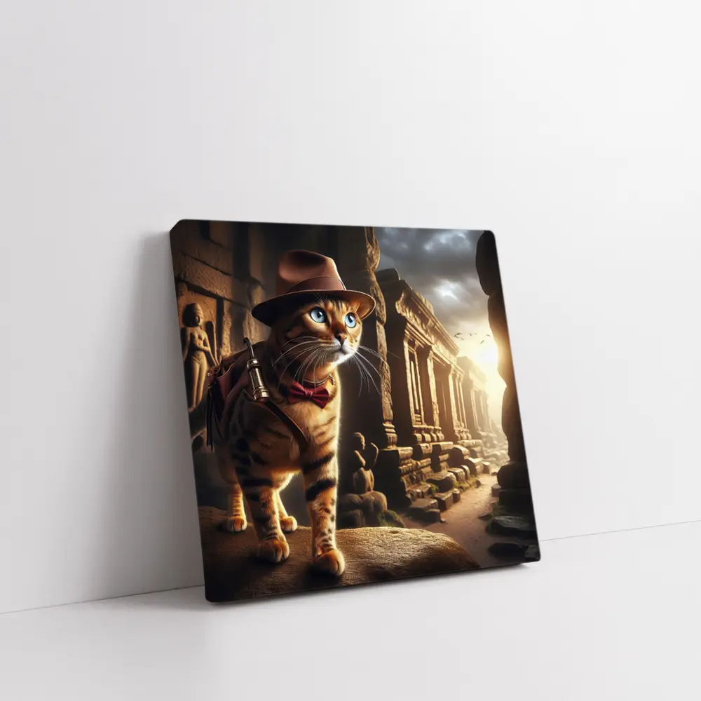 Adventure Cat Explorer Ancient Temple Ruins – Wall Art