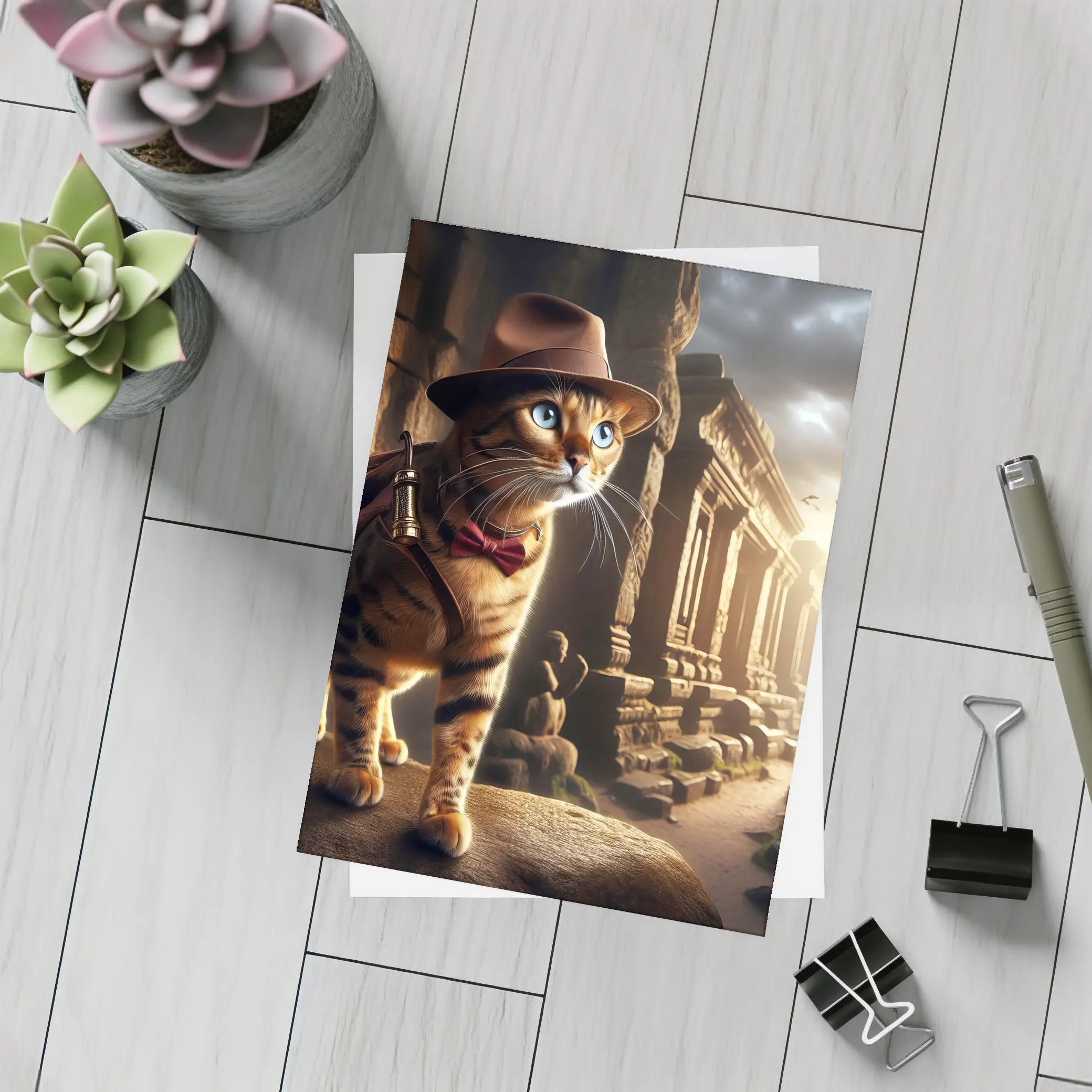 Adventure Cat Explorer Ancient Temple Ruins – Postcards