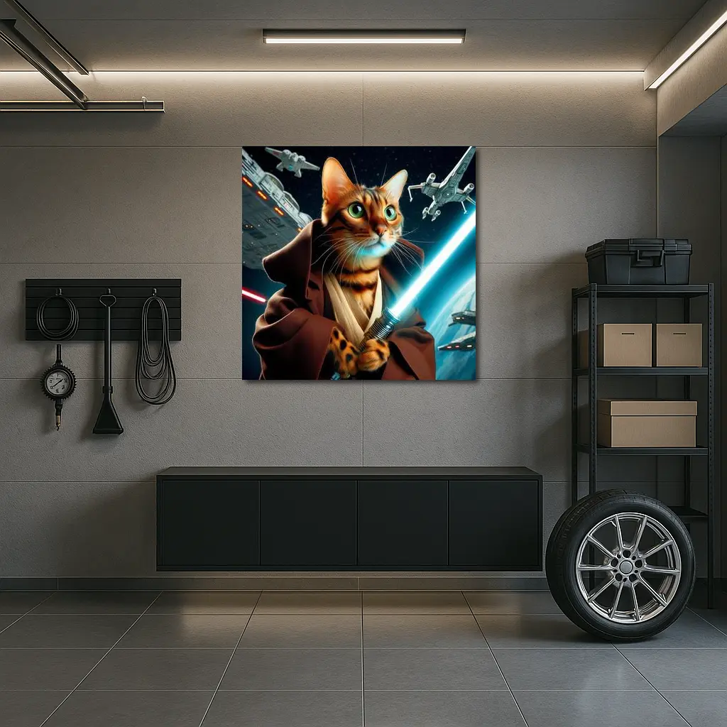 Bengal Cat Jedi Space Battle Fantasy – Wall Art