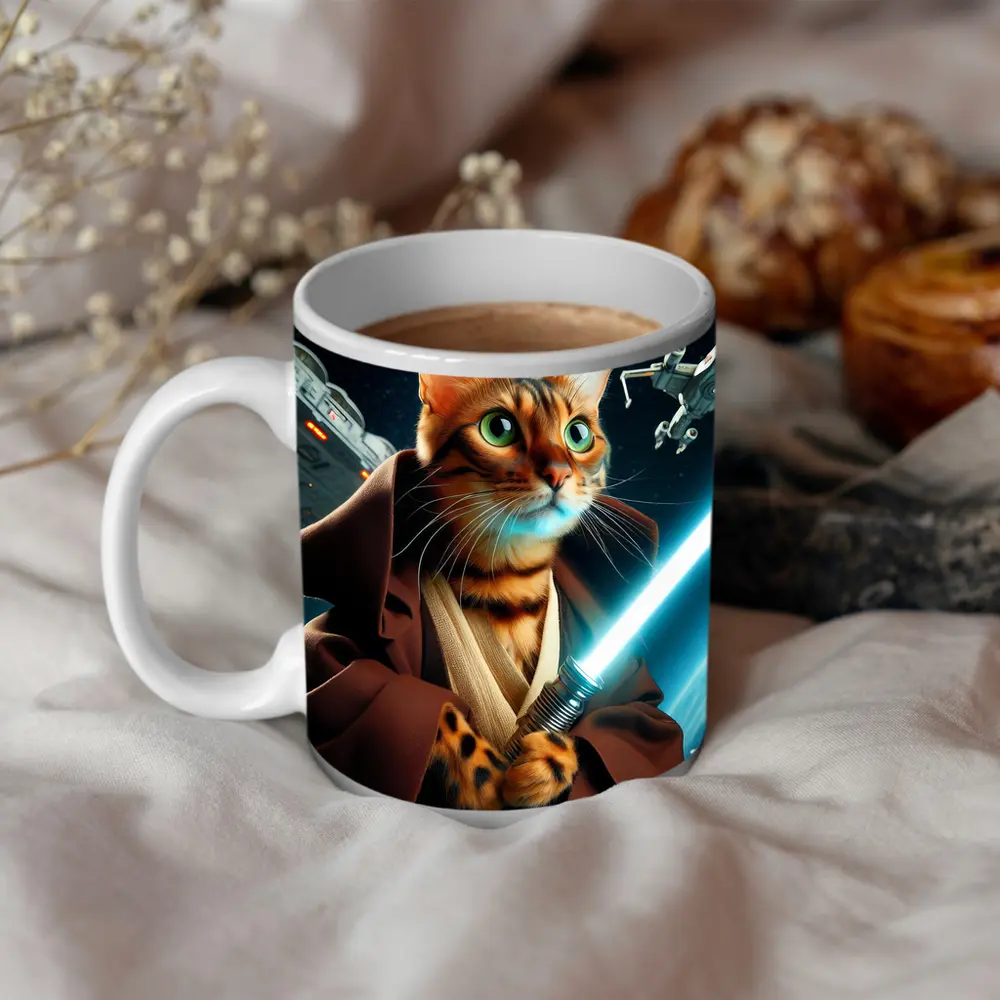 Bengal Cat Jedi Space Battle Fantasy – Mugs