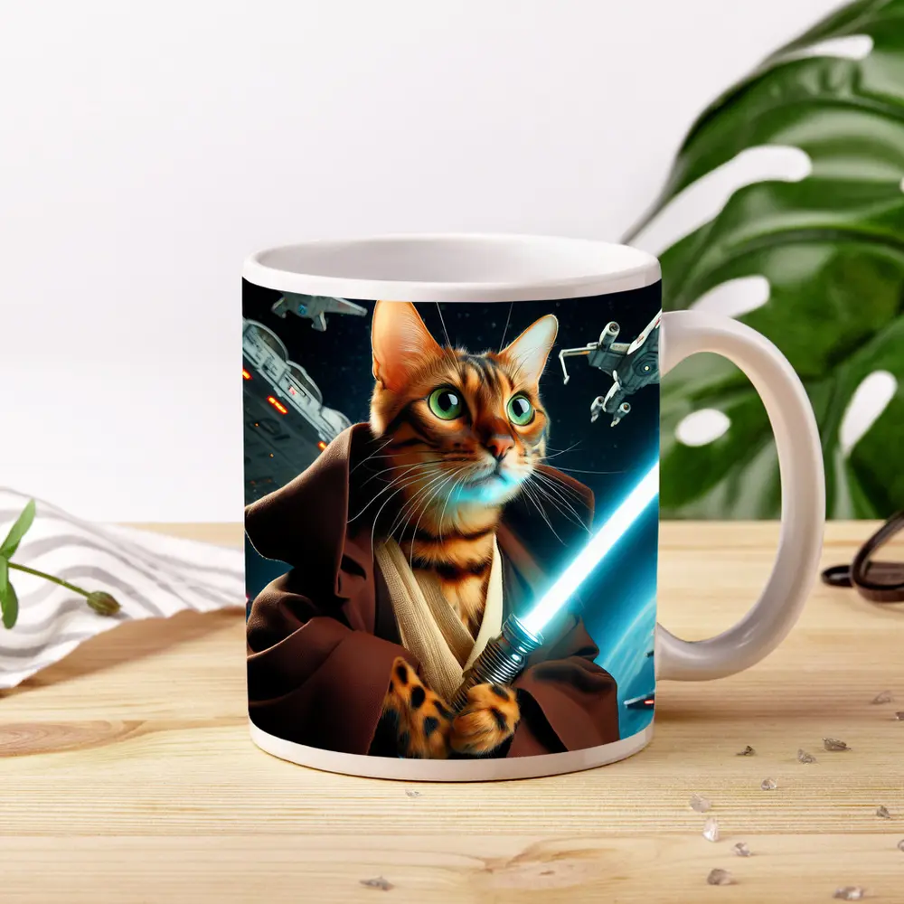 Bengal Cat Jedi Space Battle Fantasy – Mugs