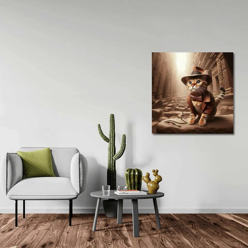 Adventure Cat Explorer Ancient Temple Ruins – Wall Art