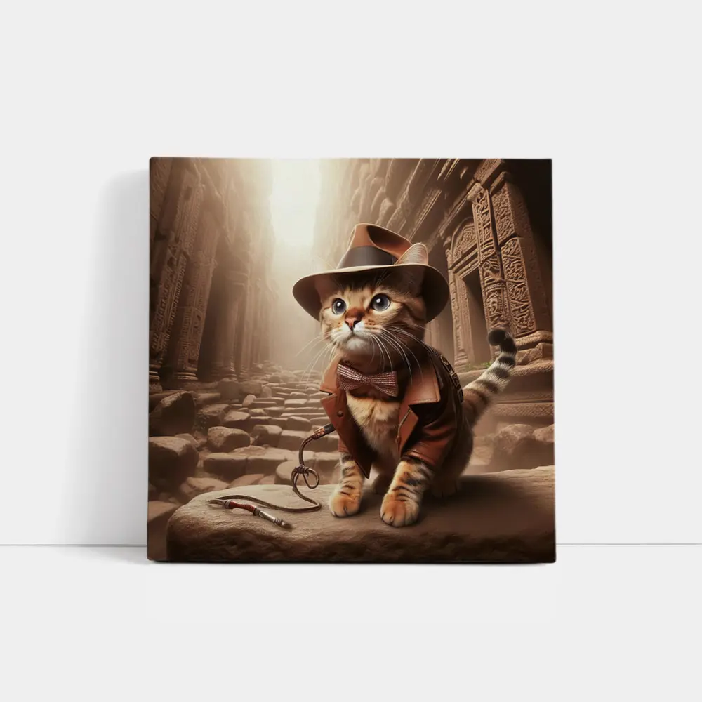Adventure Cat Explorer Ancient Temple Ruins – Wall Art