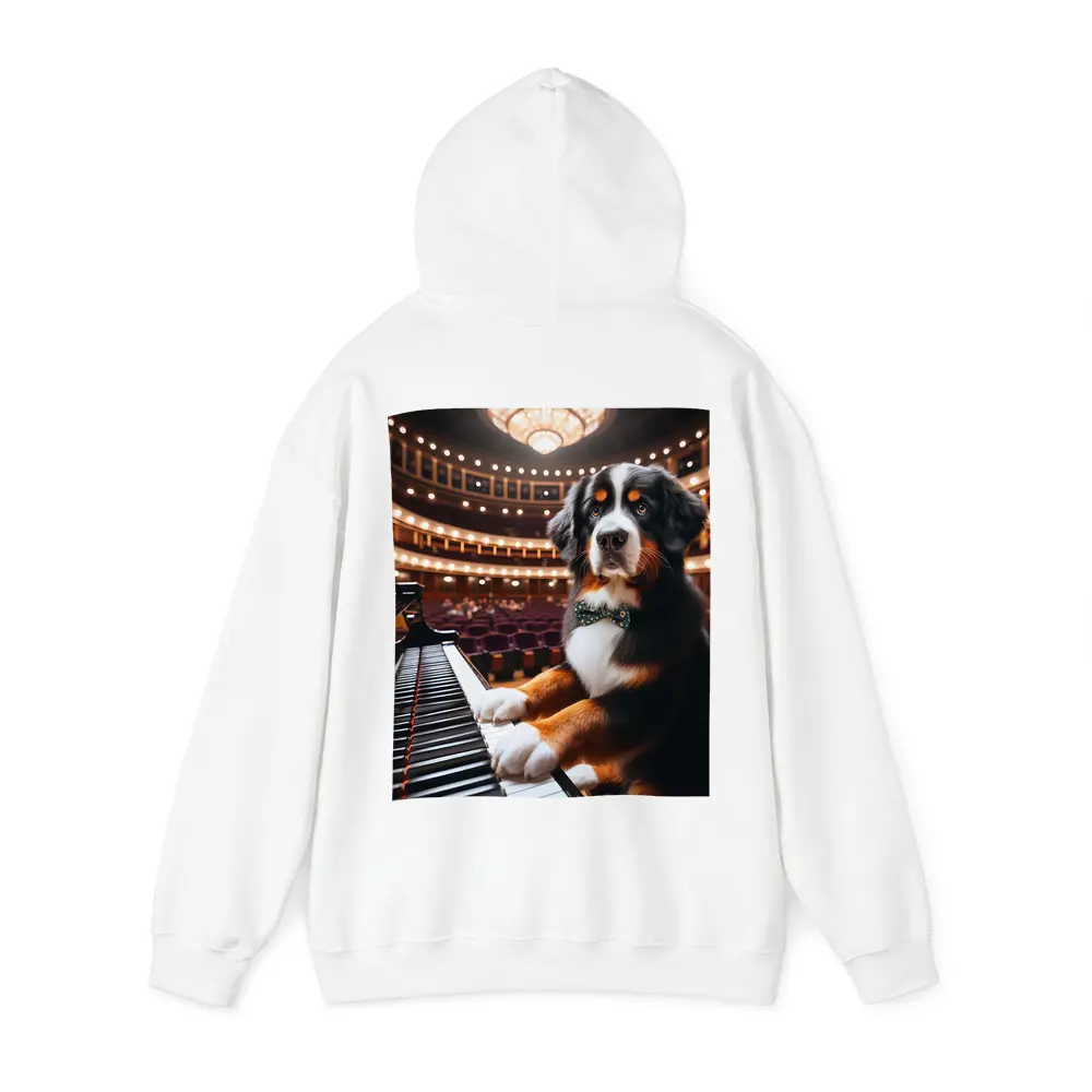 Bernese Mountain Dog Playing Piano Concert Hall – Hoodies