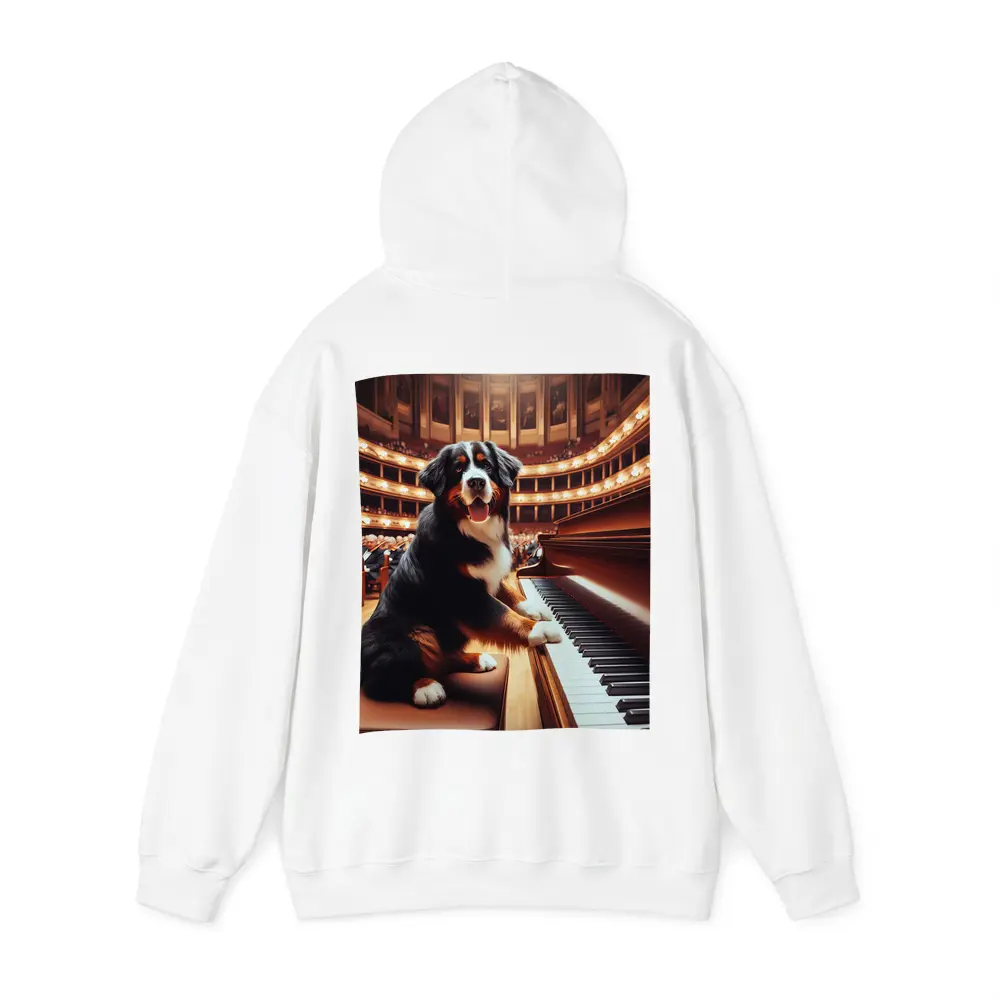 Bernese Mountain Dog Playing Piano Concert Hall – Hoodies