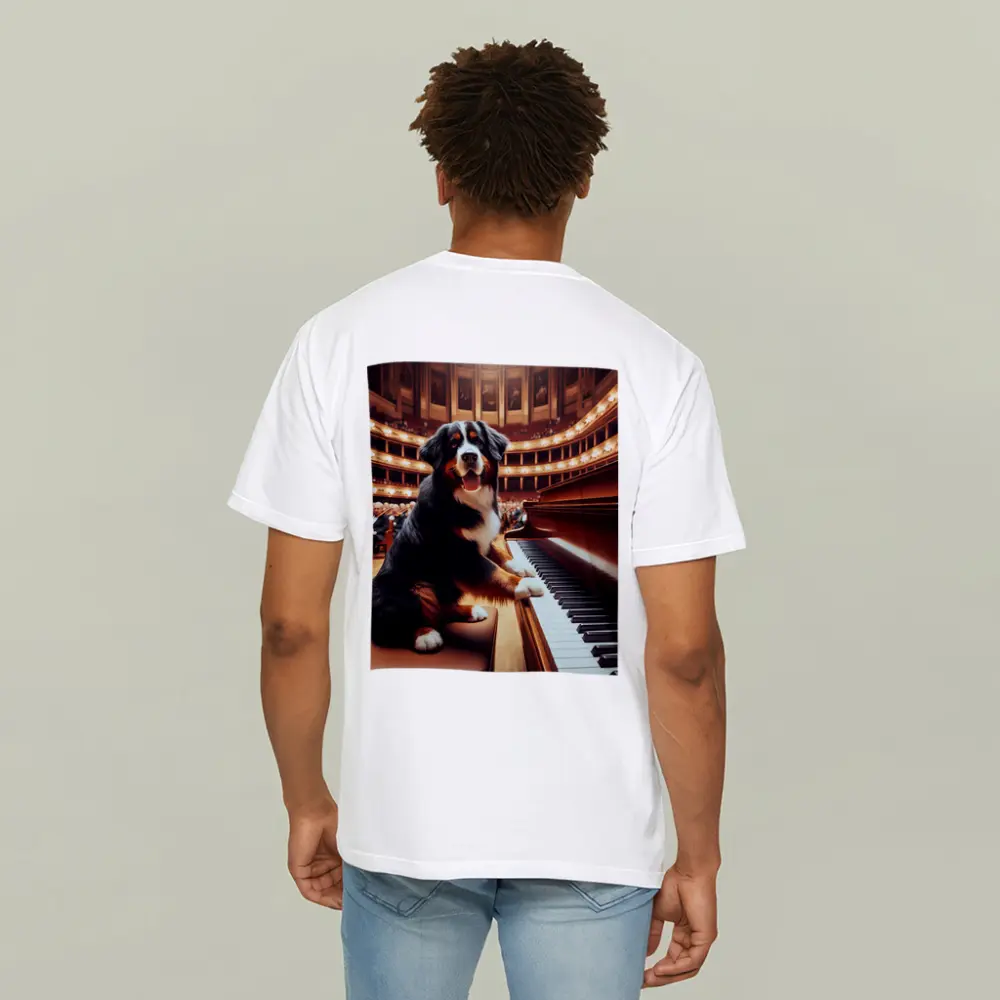 Bernese Mountain Dog Playing Piano Concert Hall – T-Shirts