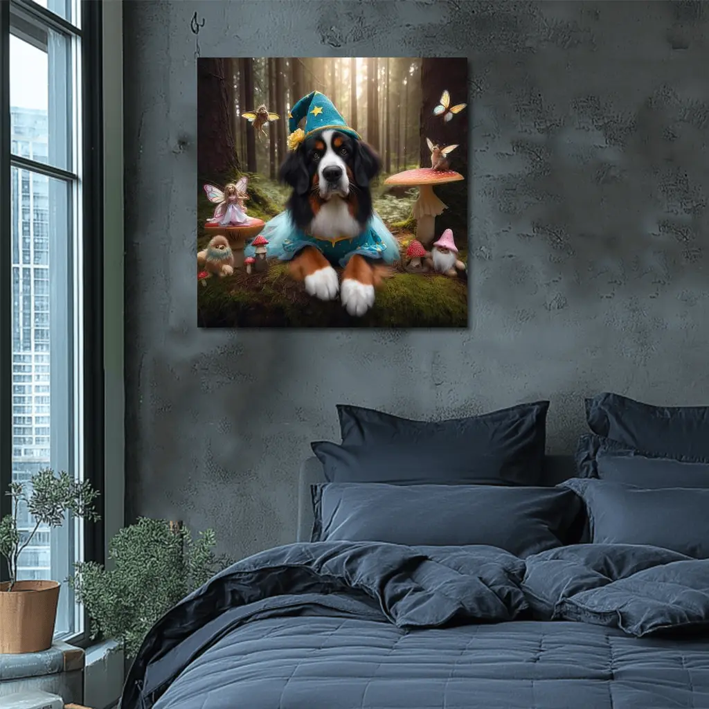 Bernese Mountain Dog Wizard Enchanted Forest – Wall Art