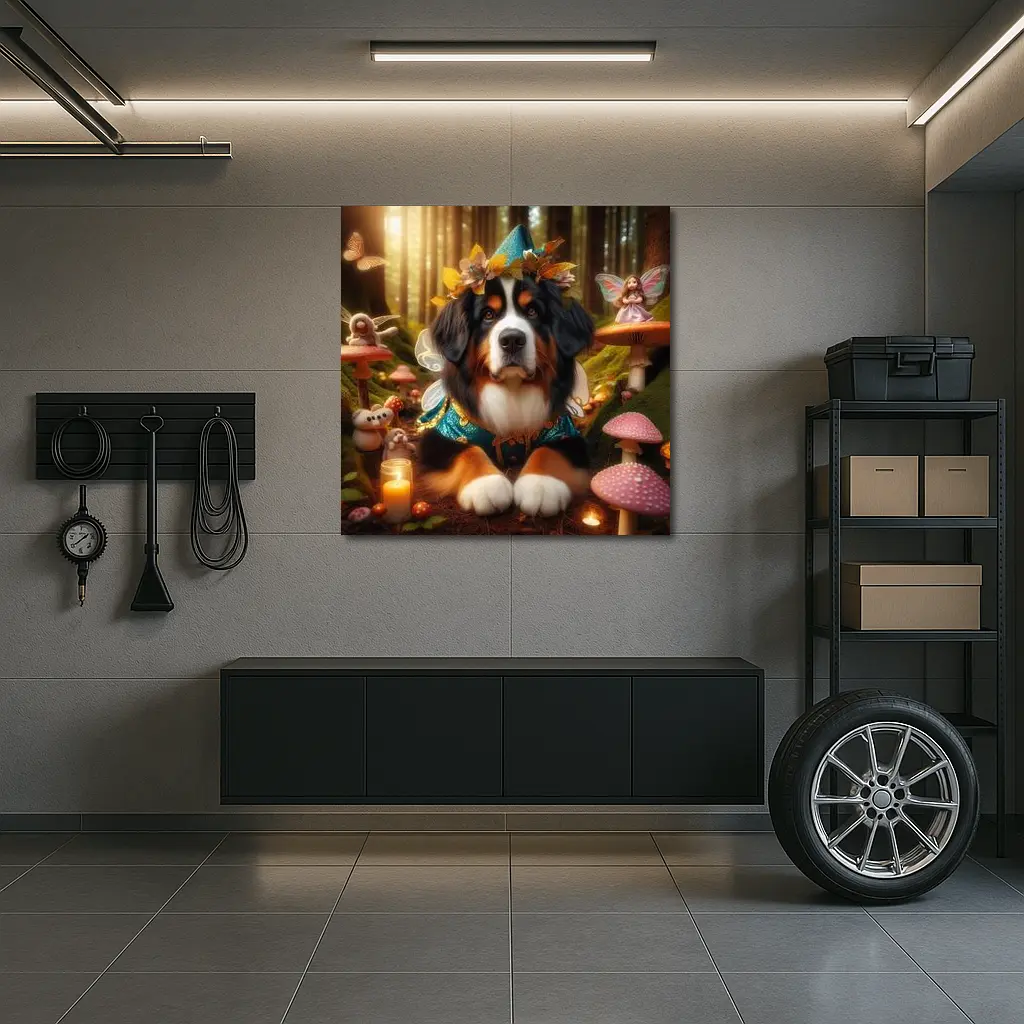 Bernese Mountain Dog Fairy Forest Fantasy – Wall Art