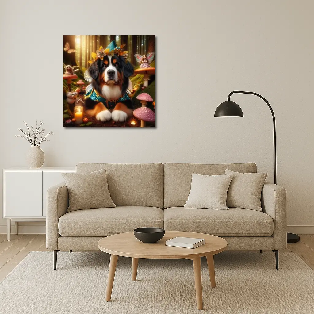 Bernese Mountain Dog Fairy Forest Fantasy – Wall Art