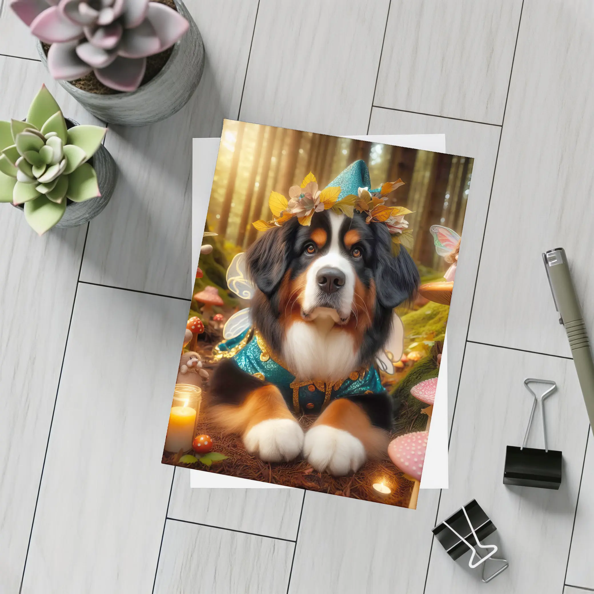 Bernese Mountain Dog Fairy Forest Fantasy – Postcards
