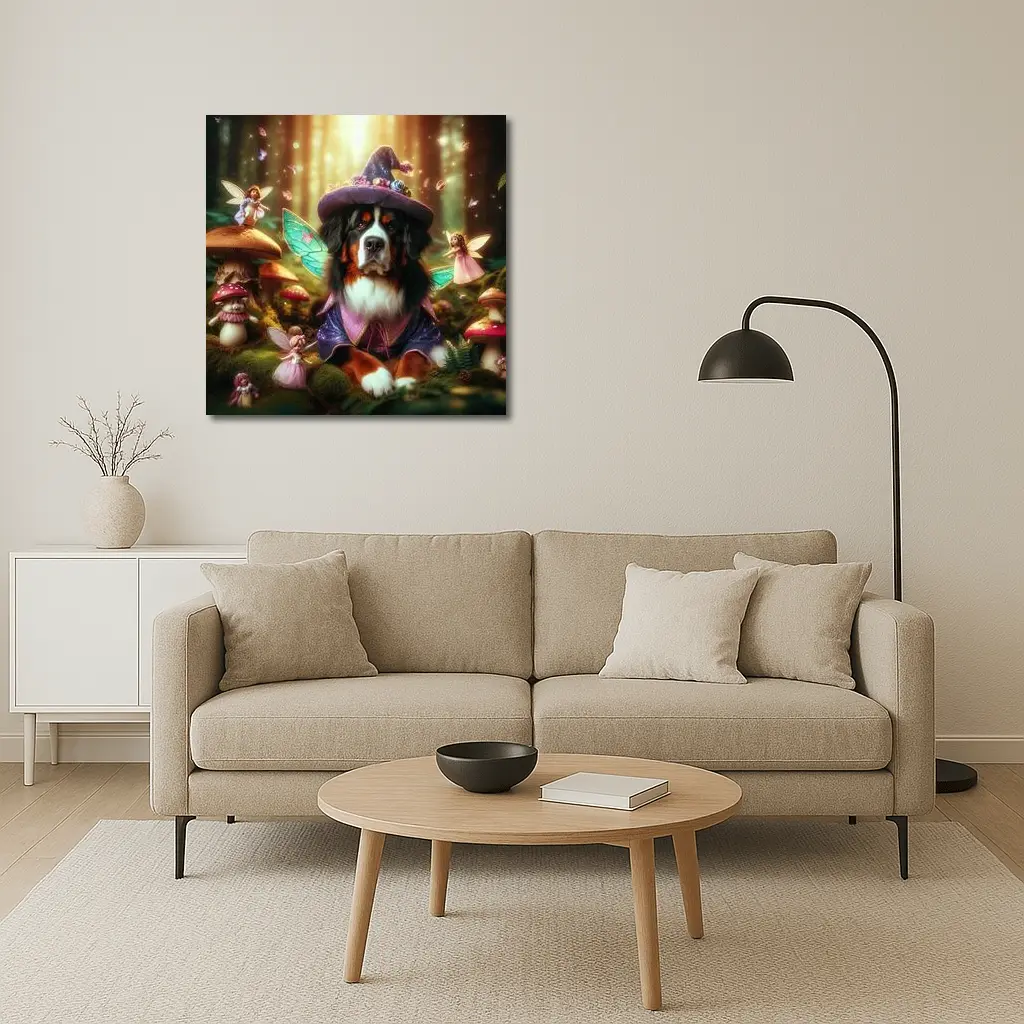 Bernese Mountain Dog Fairy Forest Fantasy – Wall Art