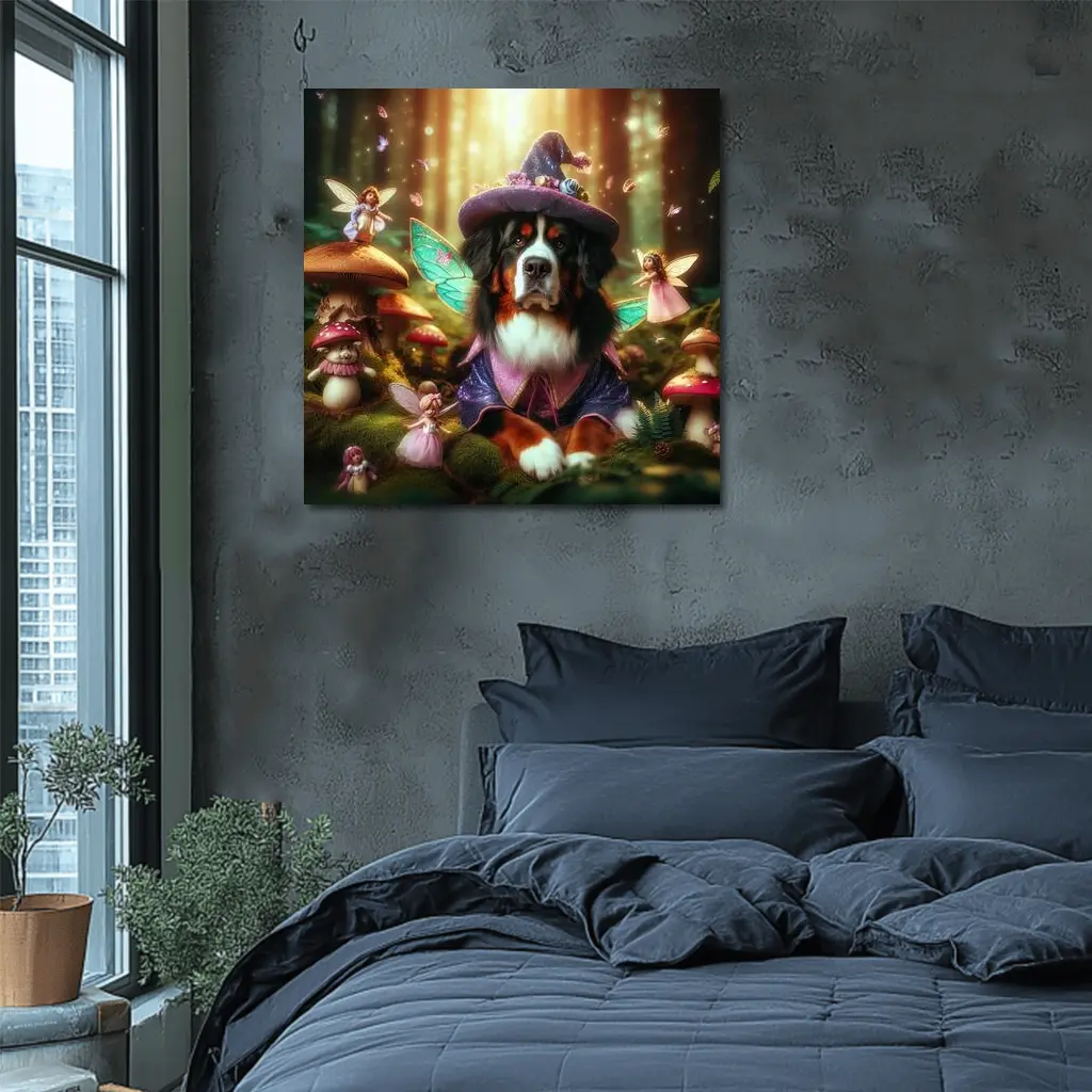 Bernese Mountain Dog Fairy Forest Fantasy – Wall Art