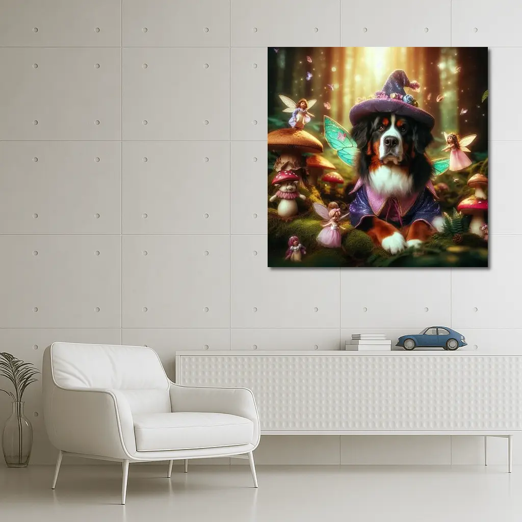 Bernese Mountain Dog Fairy Forest Fantasy – Wall Art