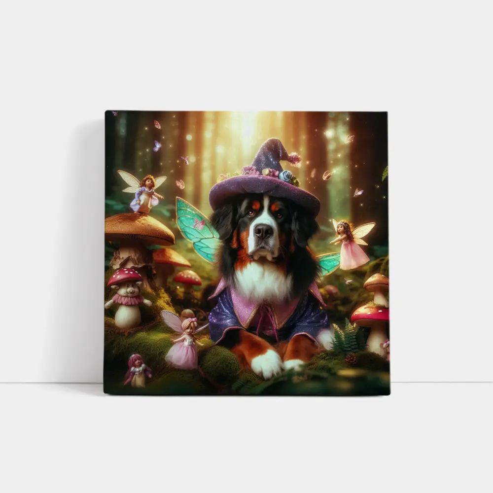 Bernese Mountain Dog Fairy Forest Fantasy – Wall Art